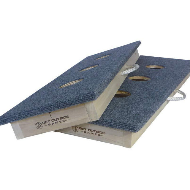 Get Outside Games Premium 3 Hole Washer Toss Washers Game Boards (Blue Carpet, 12x36 Slimline Size Boards+Washers&Locker)