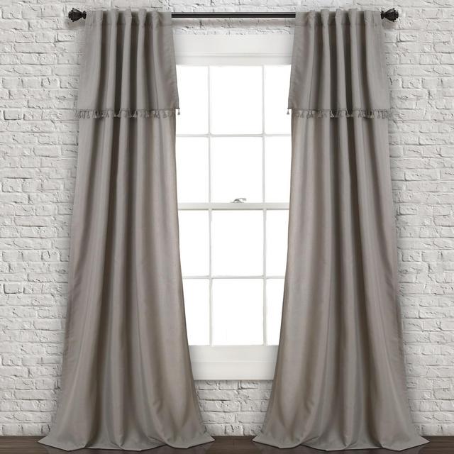 Set of 2 84"x40" Ivy Tassel Window Curtain Panels Gray - Lush Décor