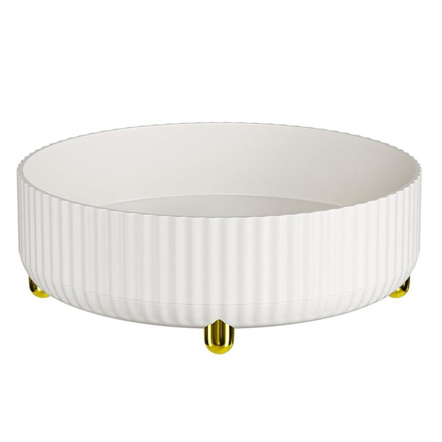 360° Rotating Storage Tray, 11.02 inches in Diameter, Cosmetics and Perfume Organizer, Desktop Storage Tray, Bathroom and Skincare Storage Tray Large Capacity, Large White (11.02"×11.02"×3.93")