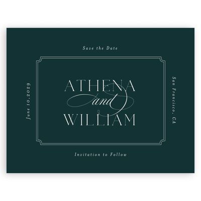 Dark Emerald, Green Wedding Digital Save the Date - Constance Landscape