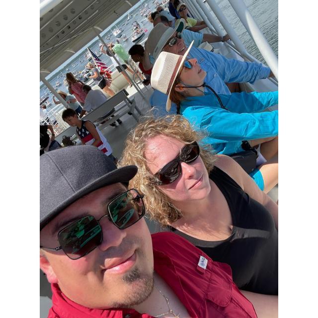Watching the Blue Angels for Blues on the beach from the ferry.