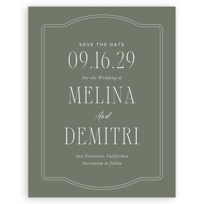 Dark Sage, Green Wedding Digital Save the Date - Ivette Portrait