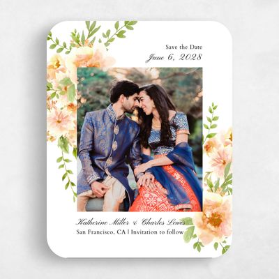 Orange Rounded Wedding Save the Date - Tillage Portrait