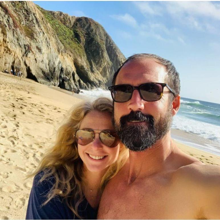 At Gray Whale Cove, watching waves, soaking up the sun and getting to know each other. Gary jumped in the freezing water!