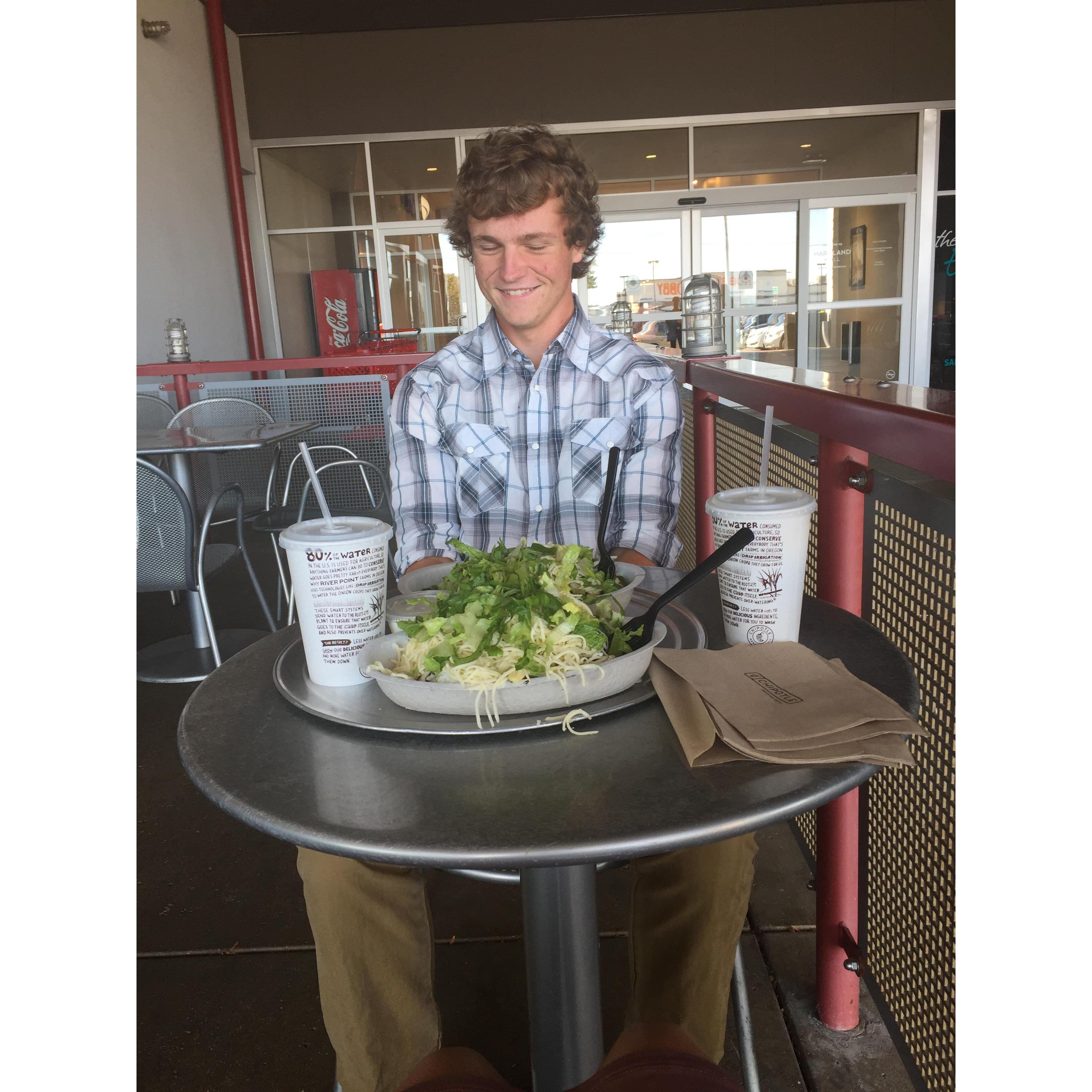 Our first date! Chipotle of course -- August 2016