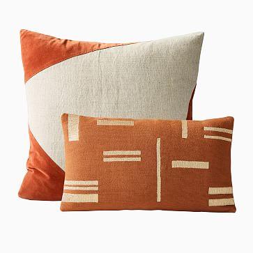 Cotton Linen Velvet Corners & Metallic Blocks Pillow Cover Set