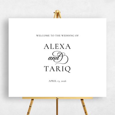 White Wedding Sign - Elegant Duo Landscape
