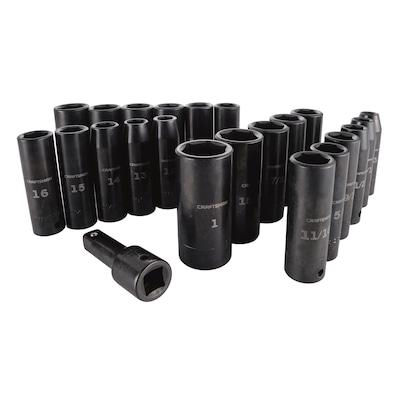 CRAFTSMAN  23-Piece Standard (SAE) and Metric Combination 1/2-in Drive Set 6-Point Impact Socket Set