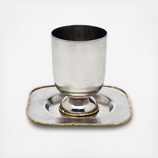 Golden Frost Kiddush Cup with Coaster