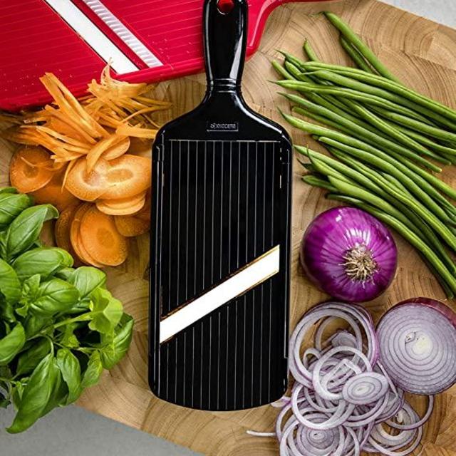 Kyocera Advanced Ceramic Adjustable Mandoline Vegetable Slicer with Handguard-Black -