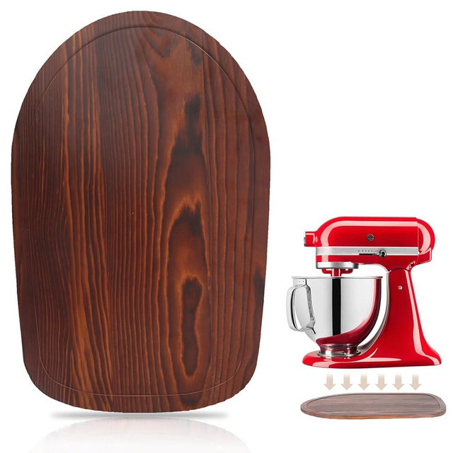 Compatible with Kitchen Aid Mixer Slider for 4.5-5 QT Stand Mixer, Pine Wood Kitchen Aid Sliders for Countertop, Mixer Slider Mat for Kitchen Aid Stand Mixer, Kitchen Aid Mixer Sttachments(Brown)