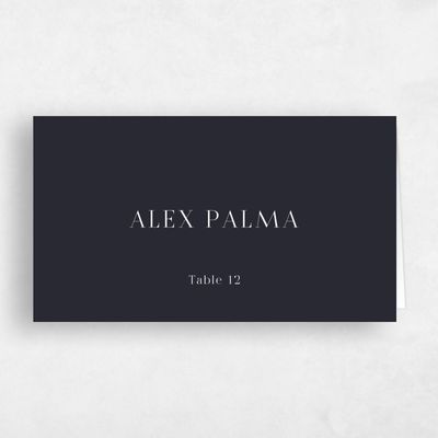 Ebony, Black Wedding Place Card - Tarbert