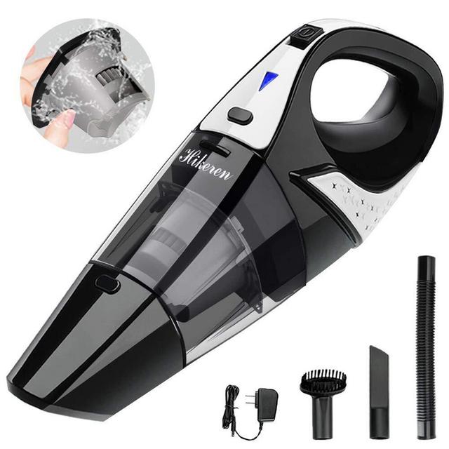 Handheld Vacuum,hikeren Cordless Vacuum Cleaner, 12V 100W with Quick Charge, Light Weight Portable Hand Held Vacuum, Durable Stainless Steel Filter, Carry Bag, Black
