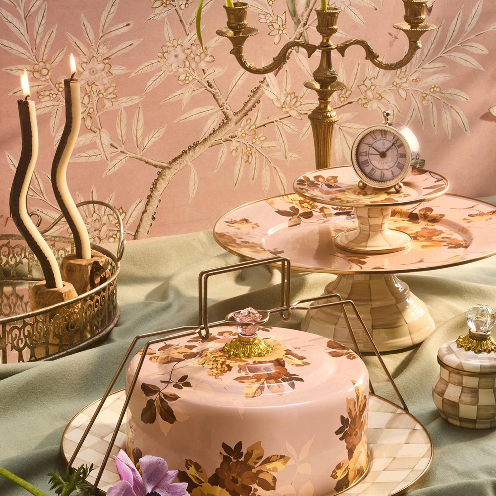 MacKenzie-Childs, Wild Rose Mauve Pedestal Platter | Zola