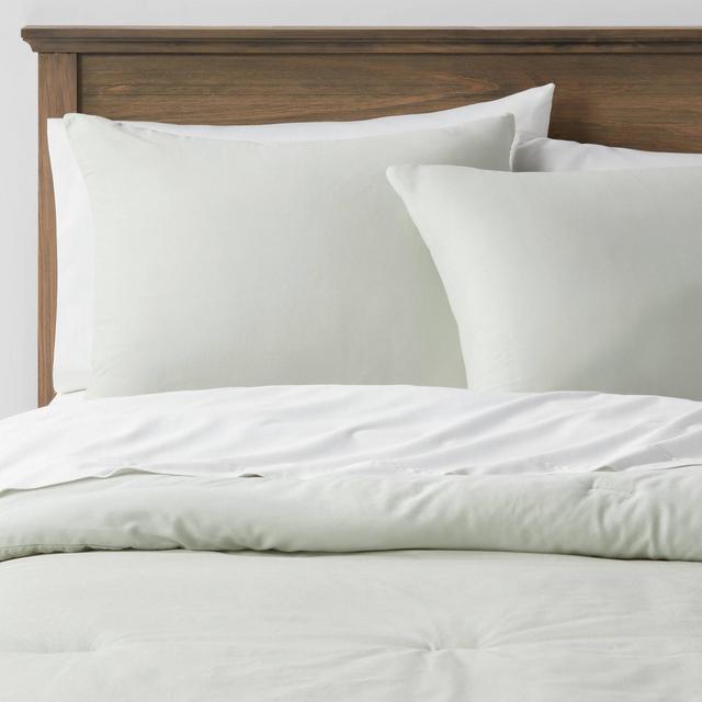 Full/Queen Washed Cotton Sateen Comforter & Sham Set Sage - Threshold™