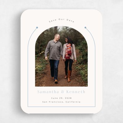 White Rounded Wedding Save the Date - Suzi Photo