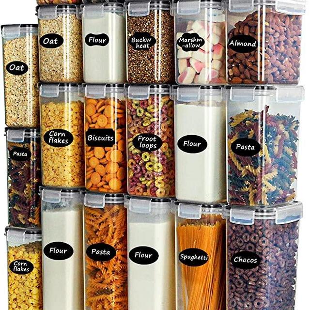 VERONES Airtight Food Storage Container Set - 23 PC - Kitchen & Pantry Organization - BPA-Free - Plastic Canisters with Durable Lids Ideal for Cereal, Flour & Sugar - Labels, Marker & Spoon Set
