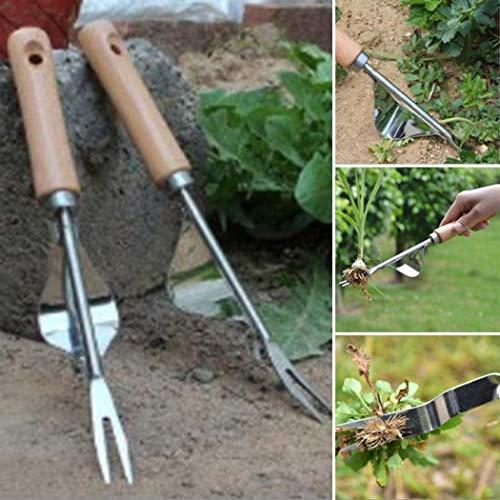 Zronji Durable Stainless Steel Manual Garden Weeder Weeding Tool Seedling Fork Repellents