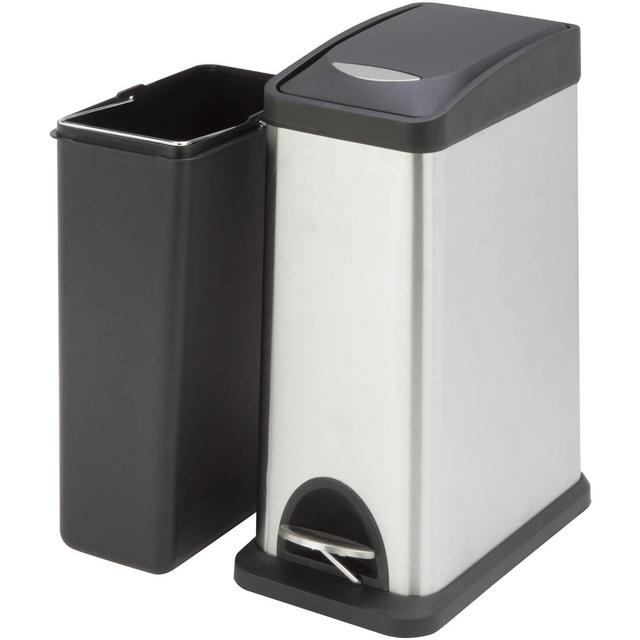 Honey Can Do TRS-06309 8L Rectangular Step Trash Can, Silver/Black