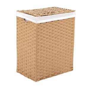 Handwoven Lidded Laundry Hamper - Tan