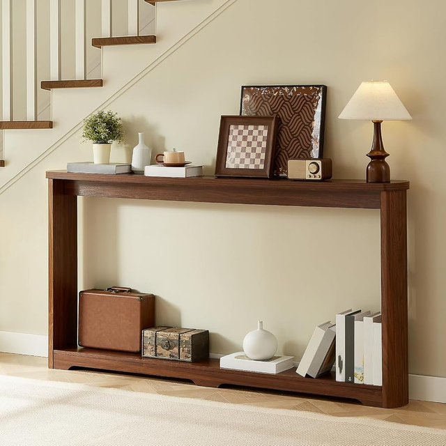 CIPACHO 70'' Fluted Long Console Table, Entrytable Table with Storage,Narrow Sofa Table Behind Couch for Living Room,Hallway,Entrance (Walnut)