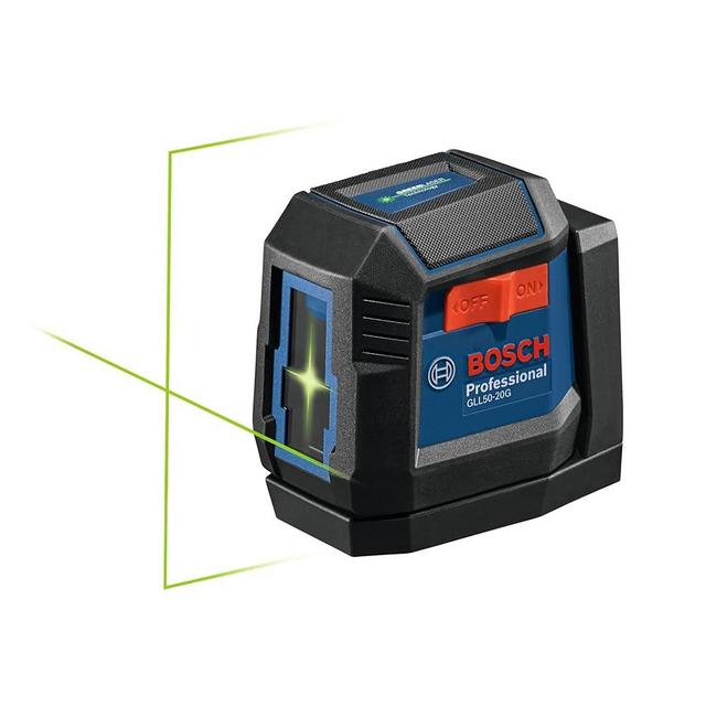 Bosch GLL50-20G 65ft Green-Beam Cross-Line Laser with VisiMax Technology, Self-Leveling, with Magnetic Mount
