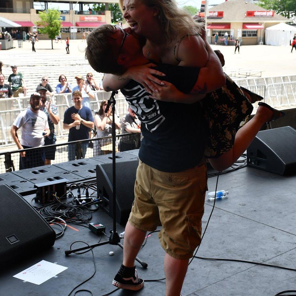 Dave popped the question! On the Summerfest stage, three years to the date of where they met.