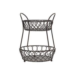 Gourmet Basics by Mikasa 5158748 Loop and Lattic wire basket Antique Black