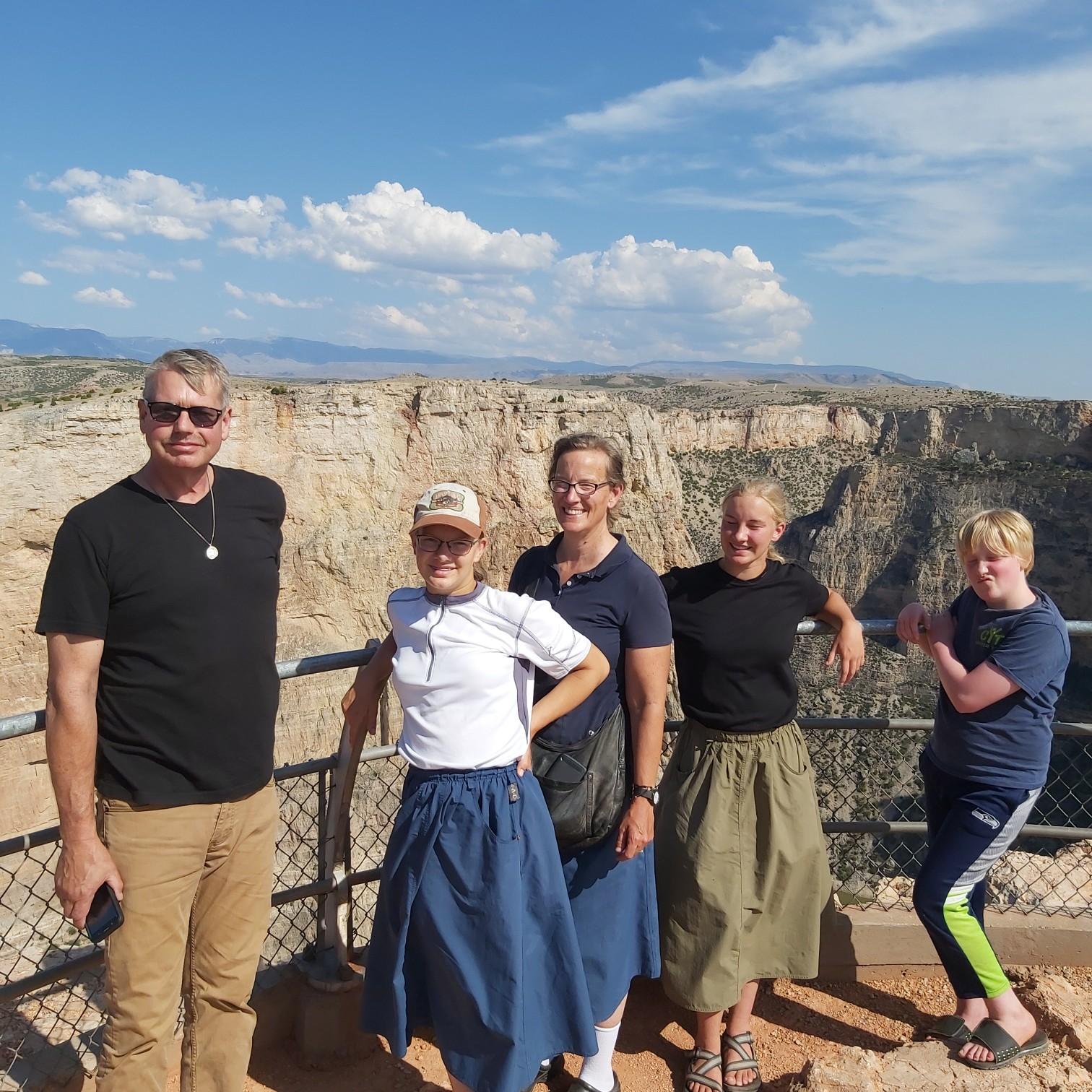 In Wyoming with my sister Eleanor, her daughters Grace and Lucia at a canyon there