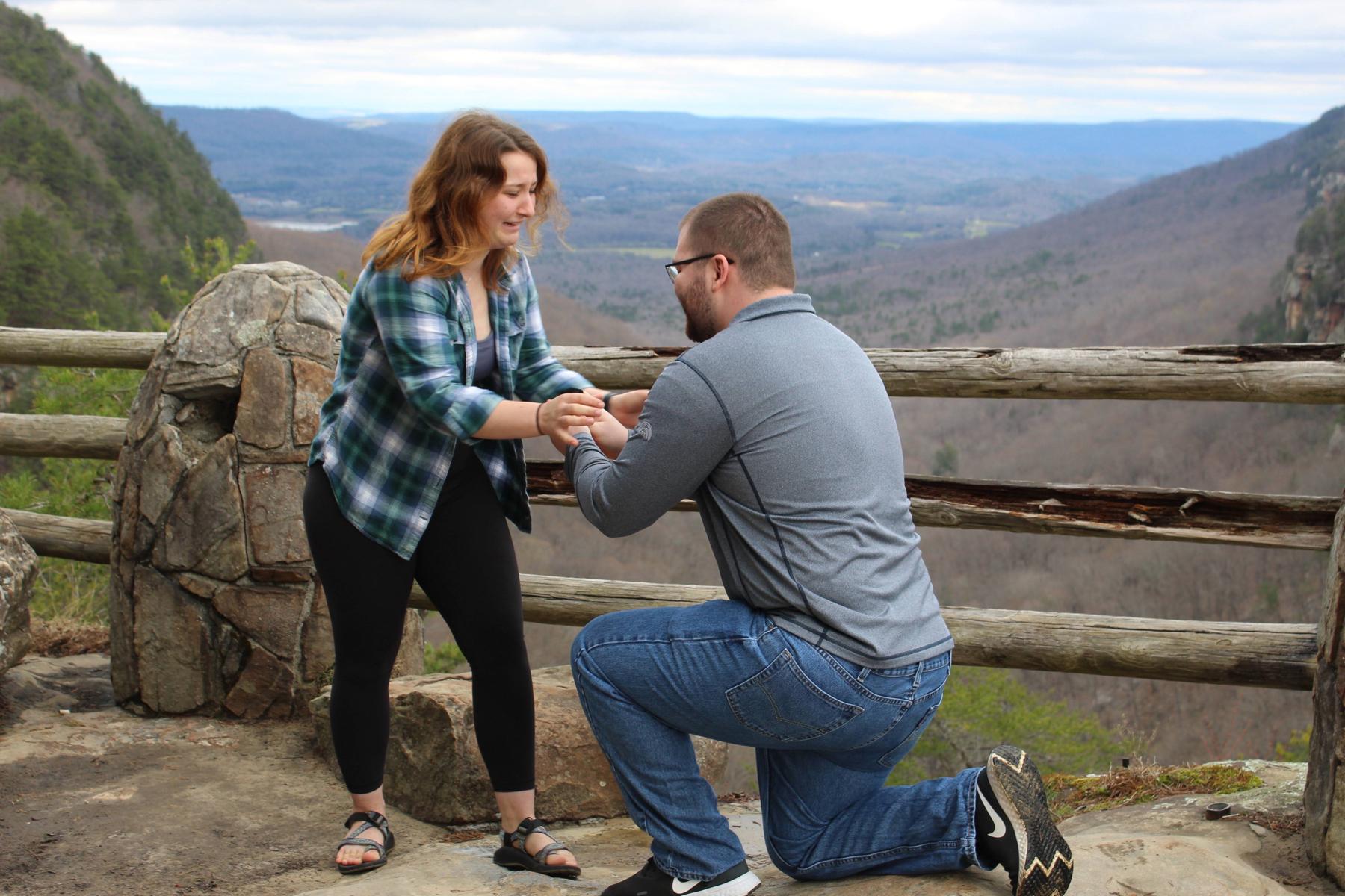 Nick proposed on March 19, 2022 while we were on a trip to Chattanooga TN hiking through Cloudland Canyon State Park, GA