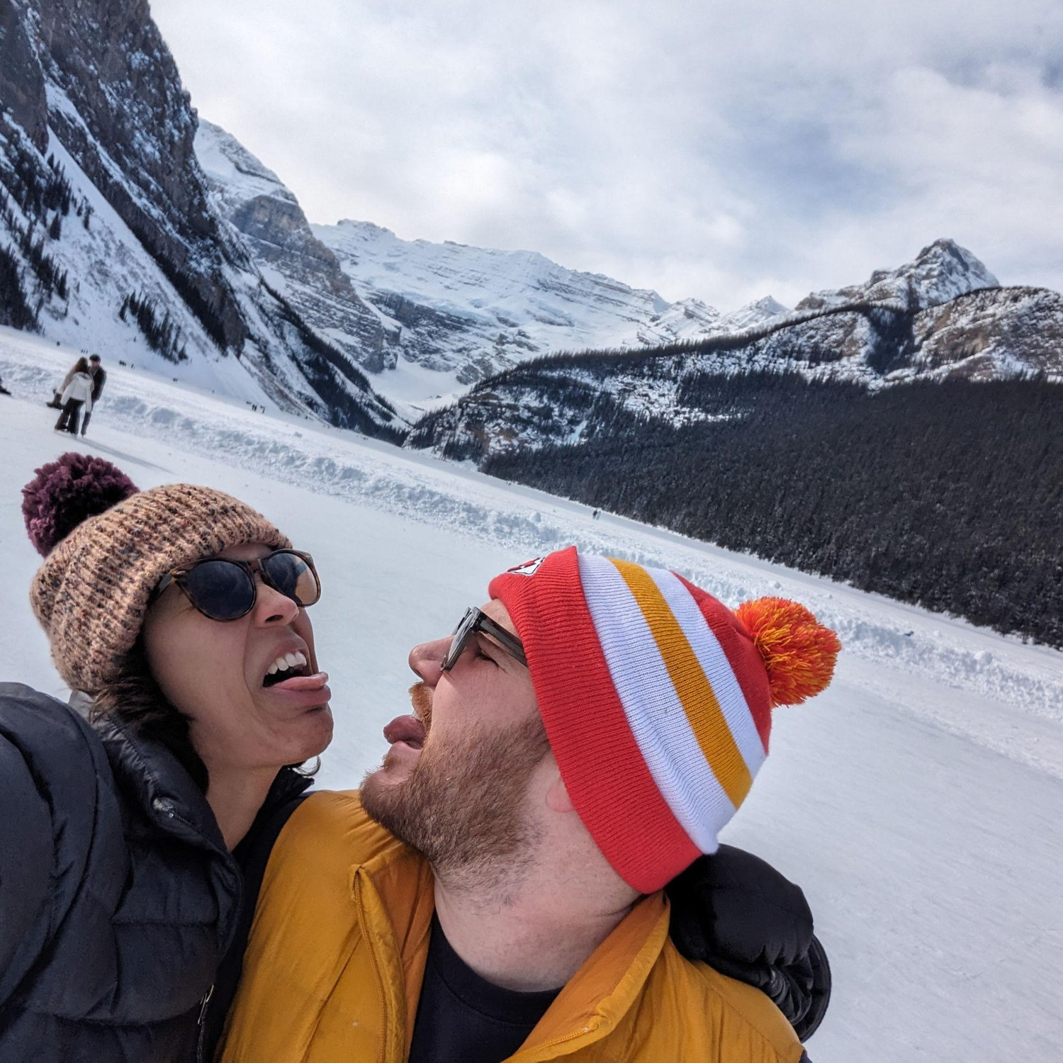 Ice skating on Lake Louise in Canada