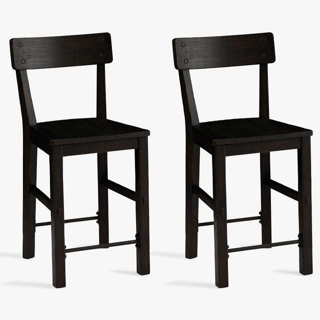 Benchwright Barstool,Counter Height , Blackened Oak, Set Of 2