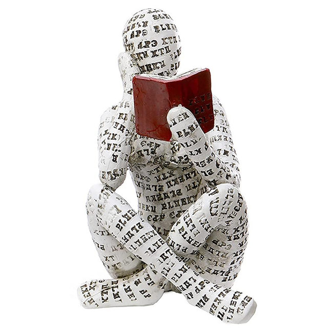 GRAPMKTG Home Decor Pulp Reading Women Figurine Thinker Statue Aesthetic Sculpture Room Decor Modern Abstract Decoration on Shelf Table Desk for Living Room Office Bedroom A
