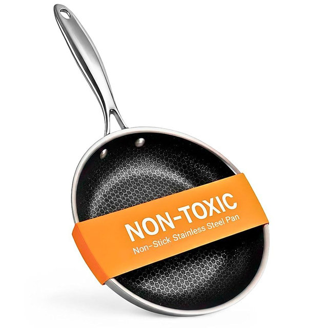 Ziruma Non-Toxic Frying Pan, Non Stick 9.5" Fully Clad for Fast & Even Heat, PFOA-Free, Premium 304 Stainless Steel Handle, Induction Compatible, Oven Safe to 500°F