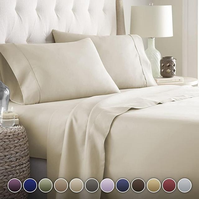 Hotel Luxury Bed Sheets Set- 1800 Series Platinum Collection-Deep Pocket,Wrinkle & Fade Resistant (King,Cream)