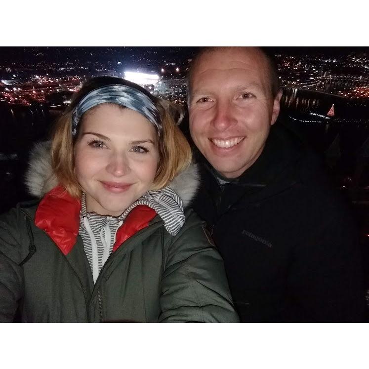 Jared and Sarah's first picture together. It was taken at Mount Washington Overlook in Pittsburgh on their first date weekend the last week of 2018