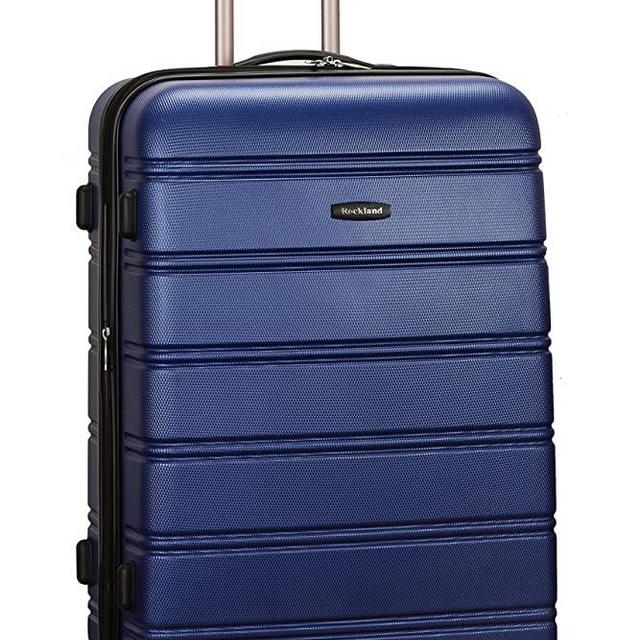 Rockland Melbourne Hardside Expandable Spinner Wheel Luggage, Blue, Checked-Large 28-Inch