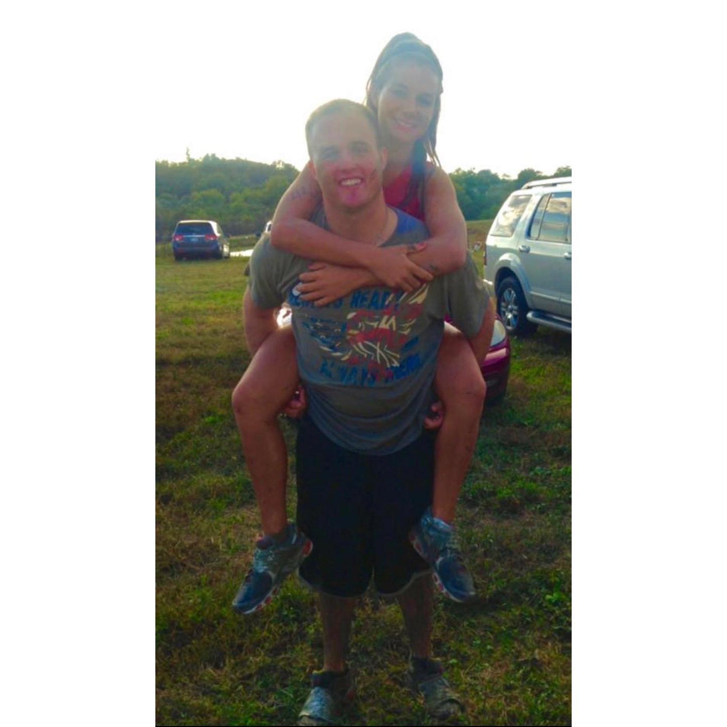 When we completed our one and only mud run together!