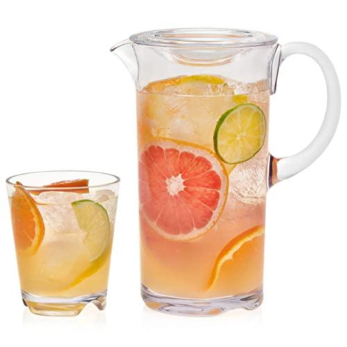 Libbey Indoors Out Break-Resistant Entertaining Set with 6 Rocks Glasses and Lidded Pitcher