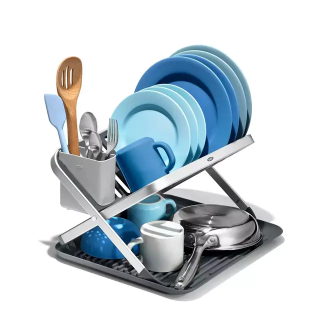 OXO Good Grips® X-Frame Fold-Flat Dish Rack in Grey