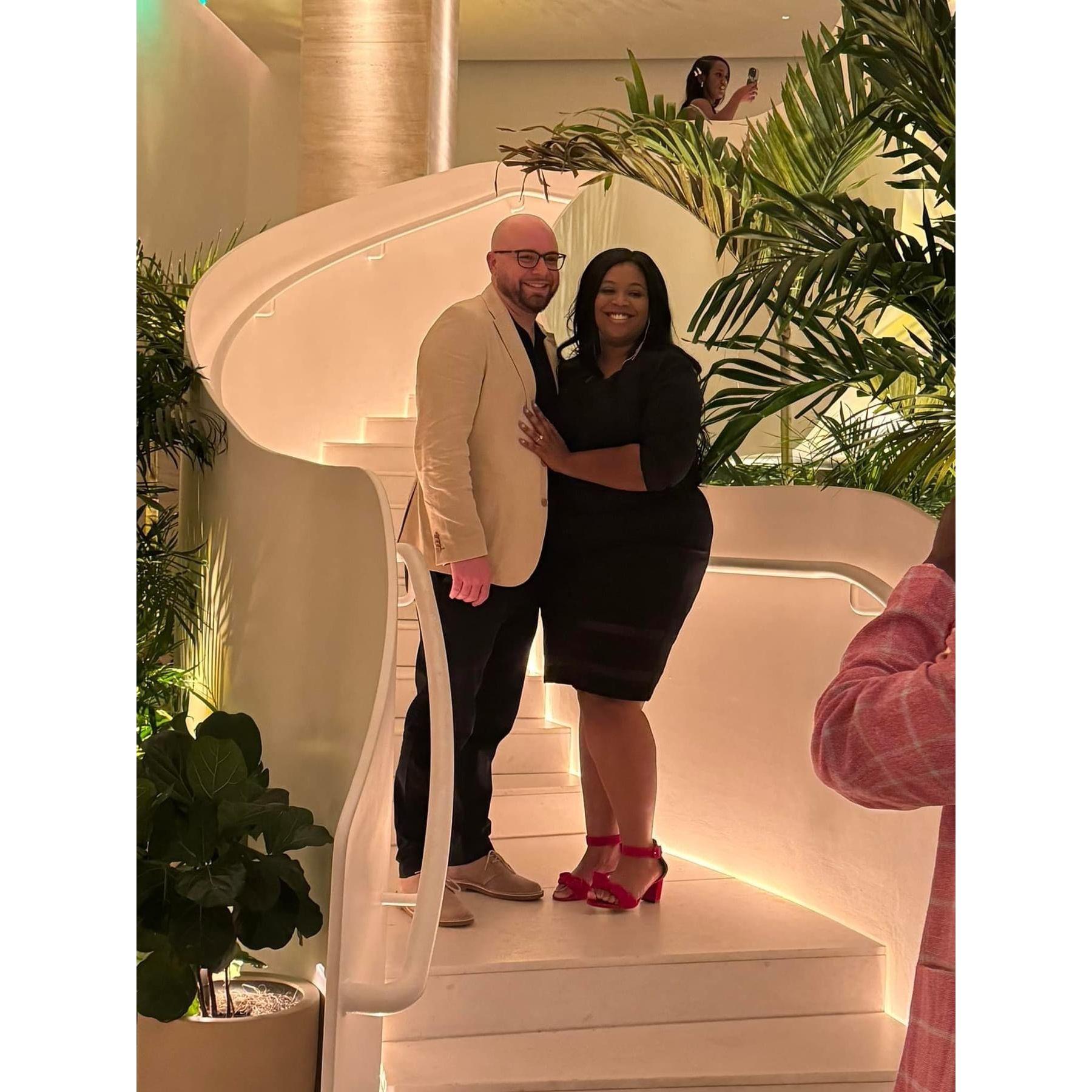 Zach proposed about a year and a half later at The Edition in Tampa.  Ashley showed up with Zach's sister, Sydney under the ruse of a “girl's night” only to find Zach standing there waiting for her.