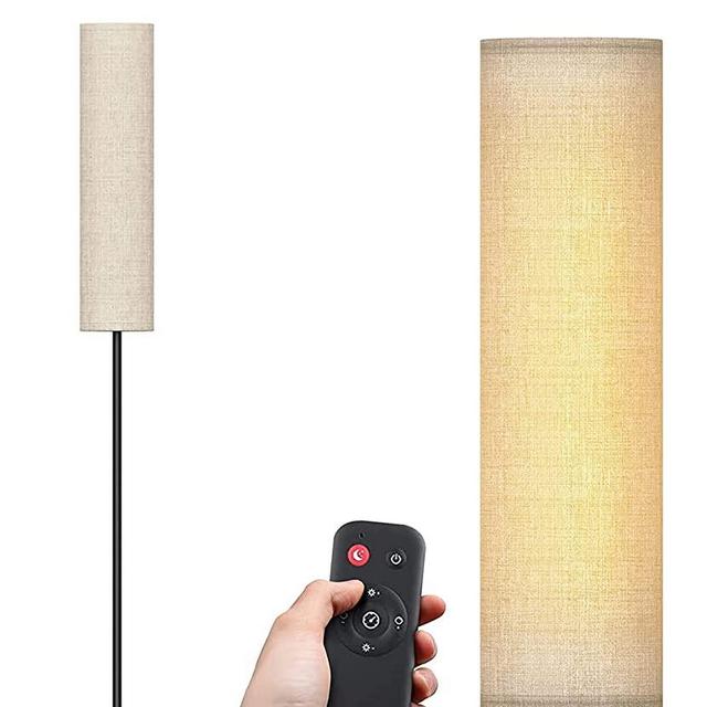 Floor Lamp with Remote Control for Bedroom/Living Room/Office, Modern Living Room LED 4 Color Temperature & Stepless Dimmer,Elegant Standing 3000k-7000k Lamp with Linen Lampshade, Timmer