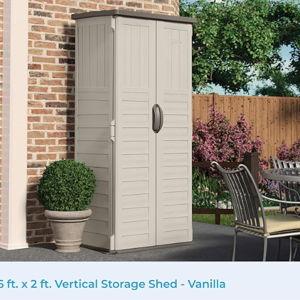Suncast Vertical Outdoor Storage Shed, Vanilla