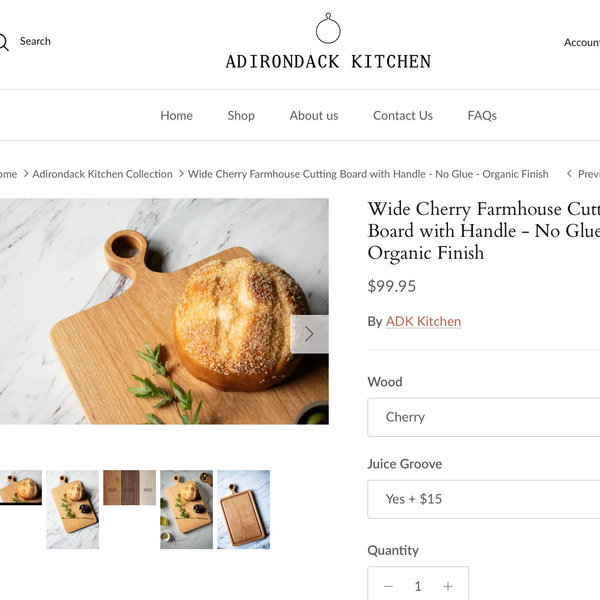 Adirondack Kitchen's Large Cutting Board - Cherry Wood