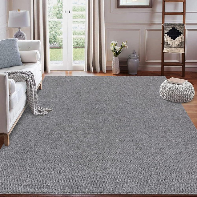 GarveeHome Area Rug 10x13 Extra Large Rug Modern Solid Textured Machine Washable Rug for Living Room, Non-Slip Stain Resistant Accent Rug Contemporary Weaving Floor Cover Carpet for Bedroom, Grey