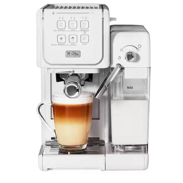Mr. Coffee - One-Touch CoffeeHouse Espresso & Latte Maker with Milk Frother, Grey - Gray