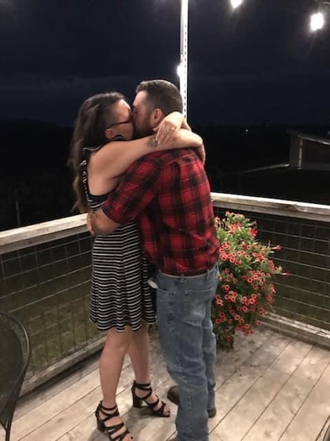 Our first kiss as an engaged couple🖤