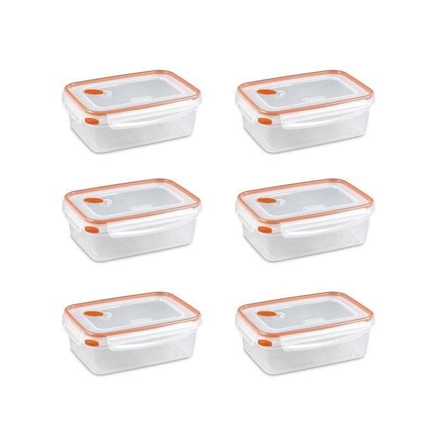 Sterilite 03221106 8.3 Cup BPA Free Rectangle Ultra-Seal Kitchen Food Storage Container, Orange