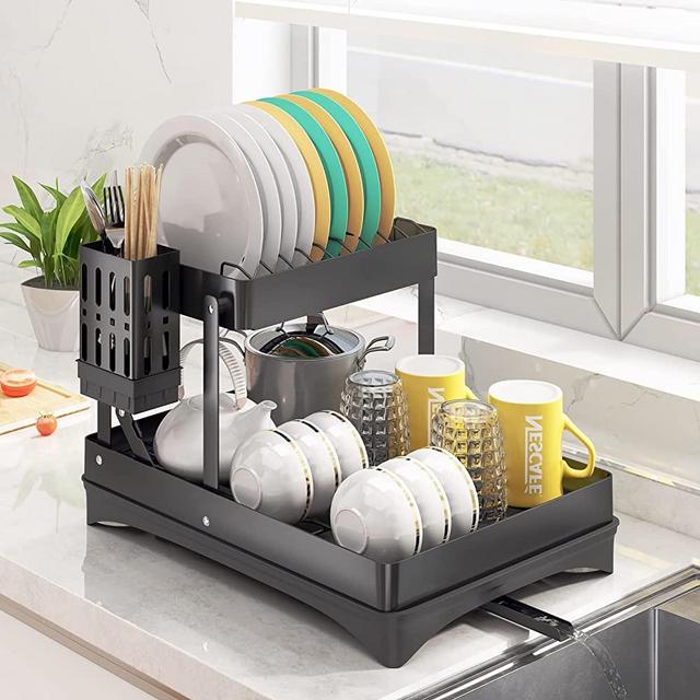 Makayla Dish Drying Rack - Rustproof, 2 Tier High Capacity and