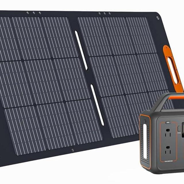 ALLWEI 300W Solar Generator with 100W Solar Panel Included, 280Wh Portable Power Station with AC Outlet USB Port, Solar Powered Battery Generator for Outdoor Camping, Home Backup, Power Outage